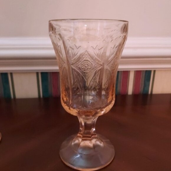 Vintage Madrid Pink By Federal Glass Depression Glass Set of 2 Goblets - Picture 4 of 5